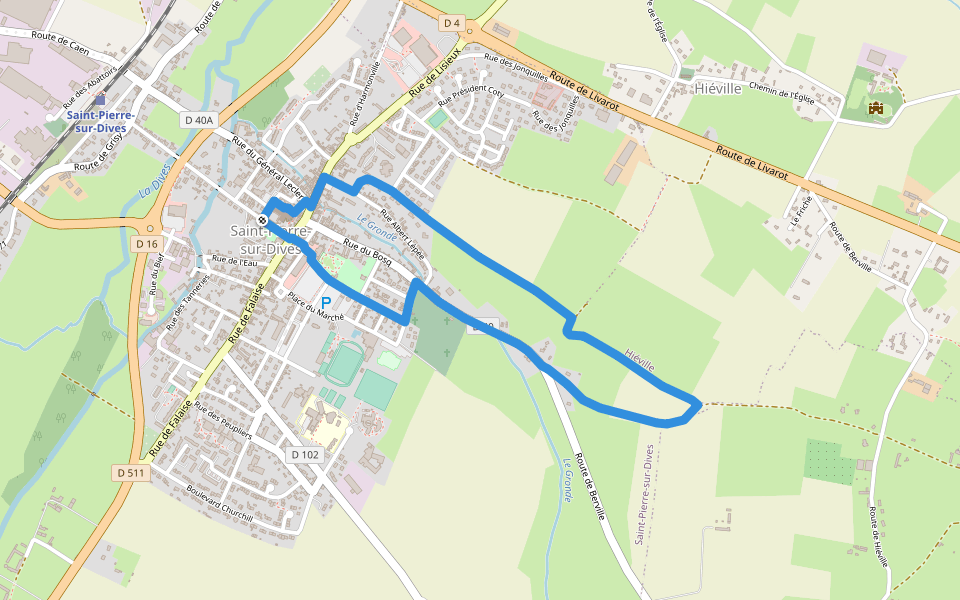 Le Pot d'Etain walking route map in Saint-Pierre-en-Auge