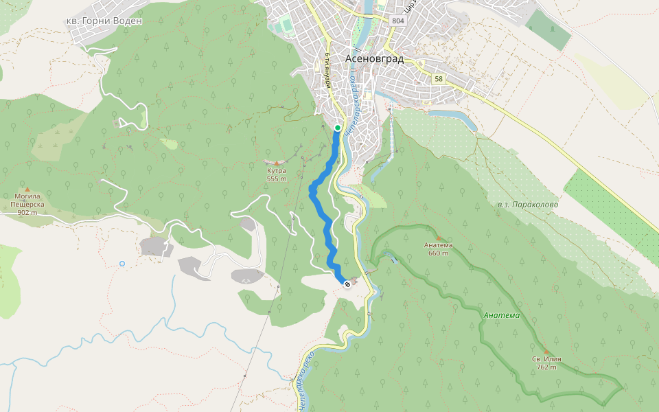 Славчова пътека walking route map in Asenovgrad