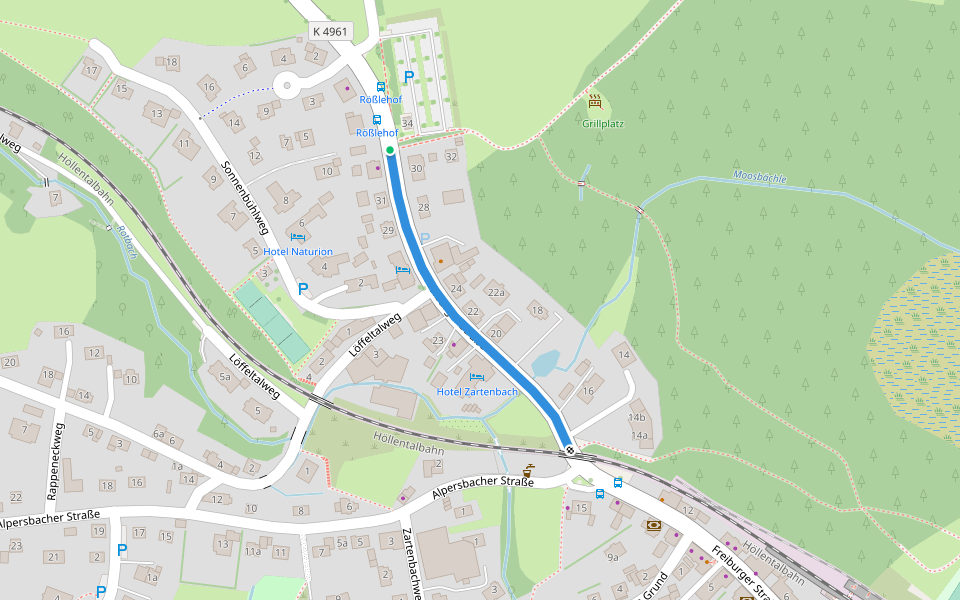 Hinterzarten Auffangparkplatz - Hinterzarten Bahnunterführung Nord