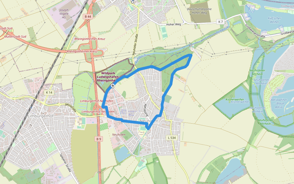 Neuhofen - RW 4 walking route map in Neuhofen