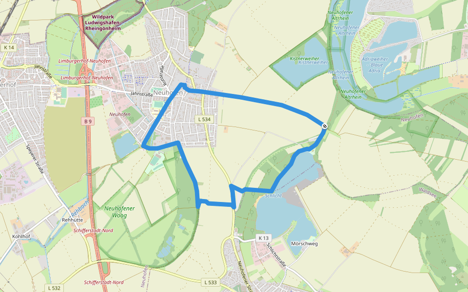Neuhofen - RW 2 walking route map in Neuhofen