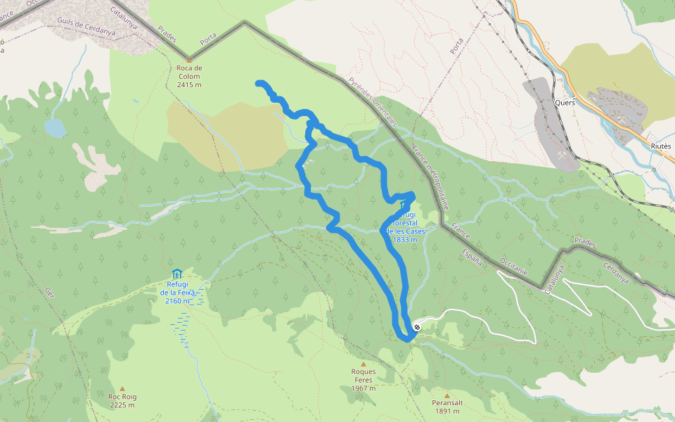 TC129 Guils Fontanera Font Negra Els Clots walking route map in Guils de Cerdanya