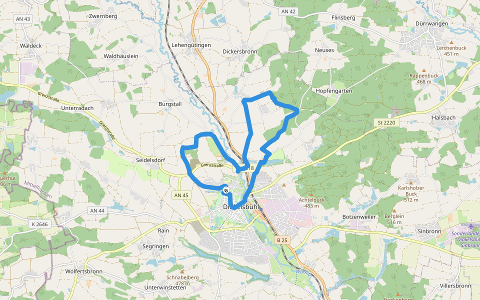 Dinkelsbühl Nr. 8 walking route map in Dinkelsbühl