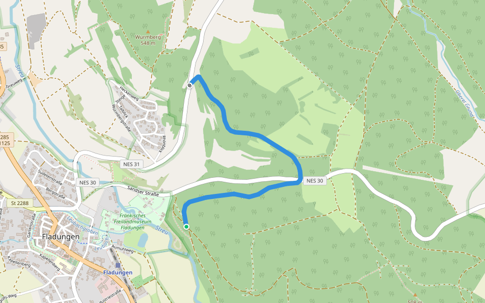 Rhön-Rundweg Fladungen 3 walking route map in Fladungen