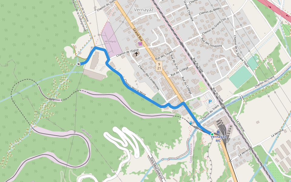 Route des Diligences walking route map in Vernayaz