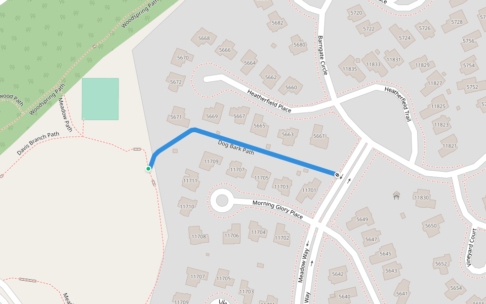 Dog Bark Path walking route map in New Market