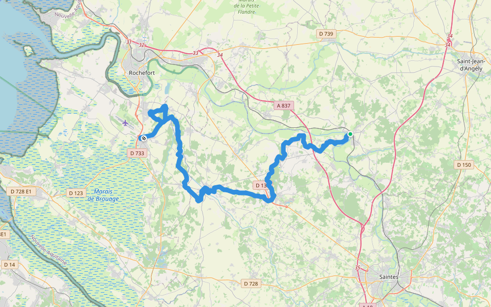 De Saint-Savinien à Saint-Agnant walking route map in Saint-Savinien