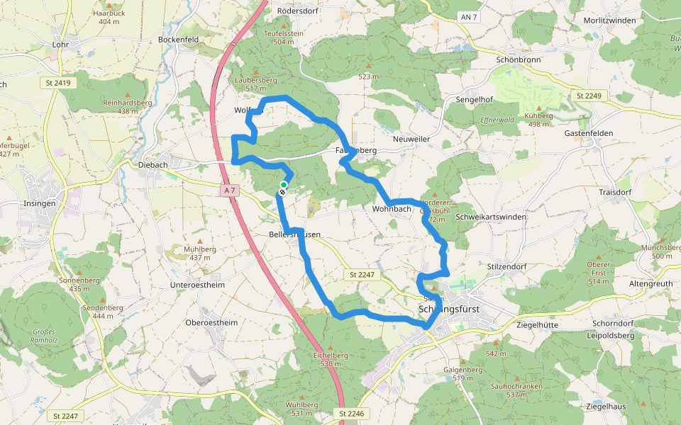 Fuchs walking route map in Diebach