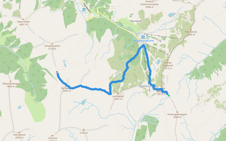 Wanderweg 902 walking route map in Planneralm