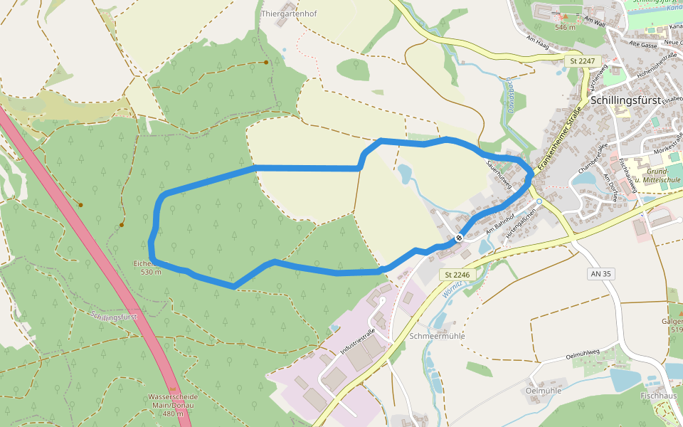 Eichenblatt walking route map in Schillingsfürst