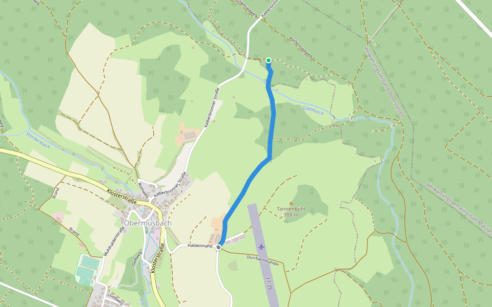 Glattbächle - Segelflugplatz Obermusbach walking route map in Dornstetten