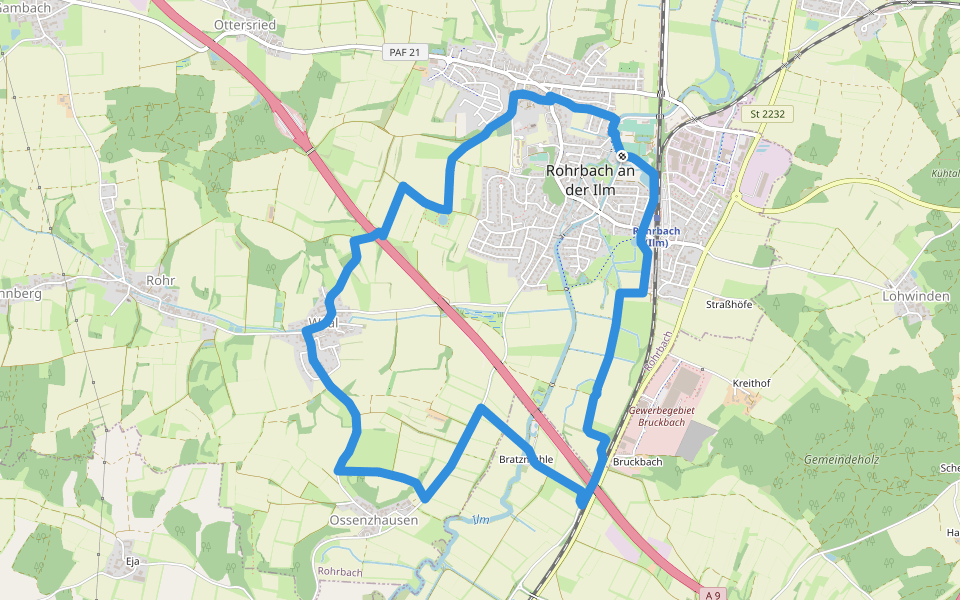 Kirchenqartett walking route map in Rohrbach