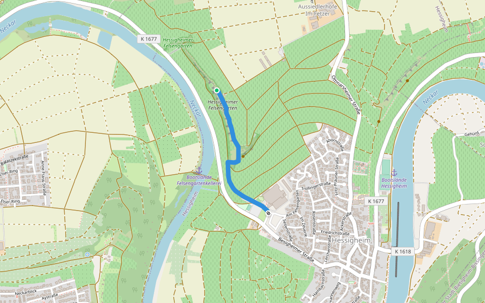 Gemmrigheimer Rundwanderweg Wegvariante walking route map in Hessigheim