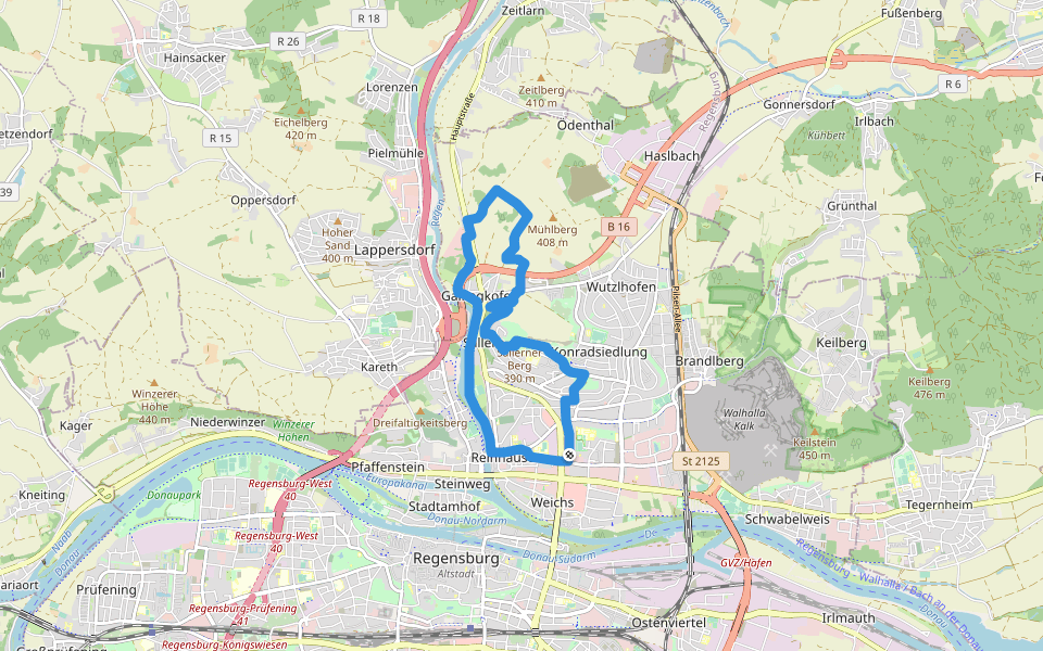 Klimaschutzweg Regensburg - Mühlberg Runde walking route map in Regensburg