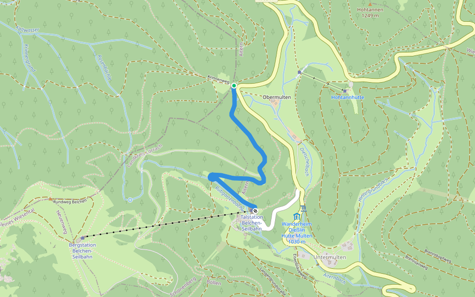 Krinne - Talstation Belchenbahn walking route map in Aitern