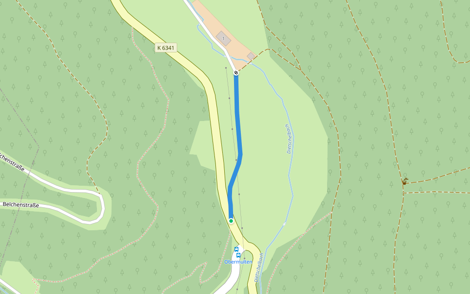 Abzweig Belchenstraße - Obermulten walking route map in Aitern
