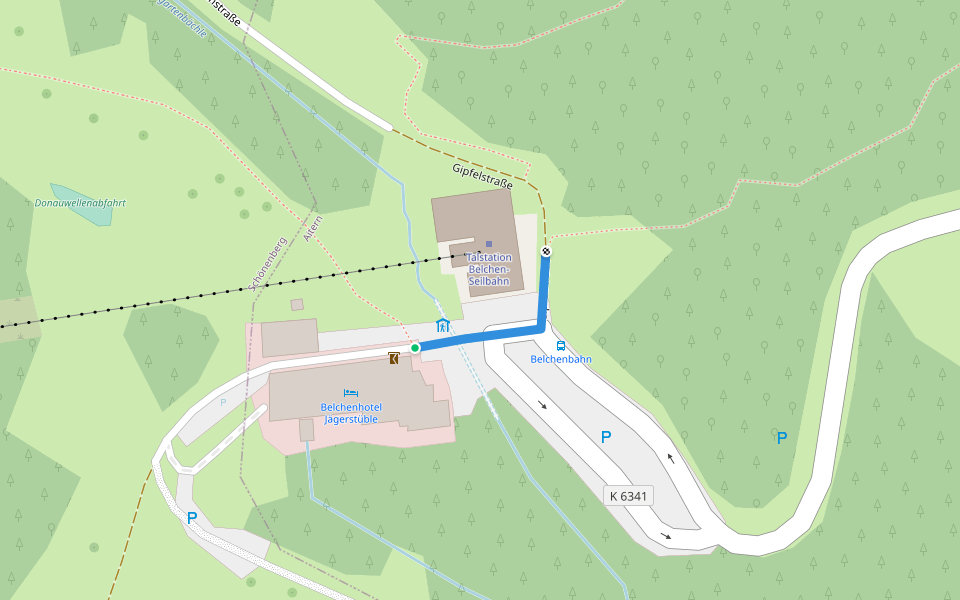 Jägerstüble - Talstation Belchenbahn walking route map in Aitern