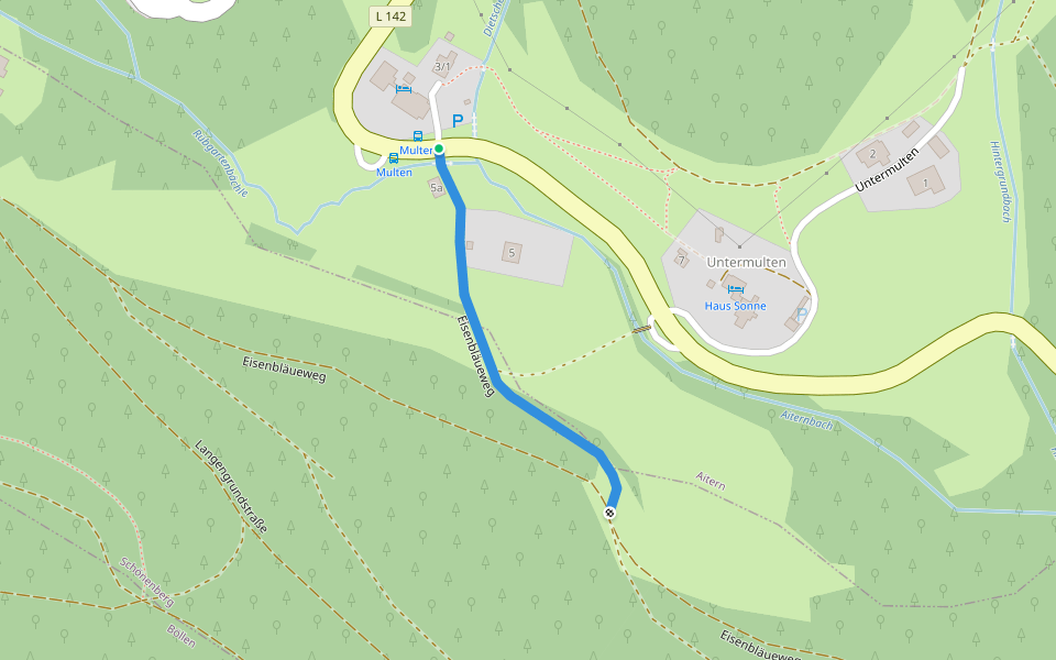 Abzweig Multen - Multen walking route map in Aitern