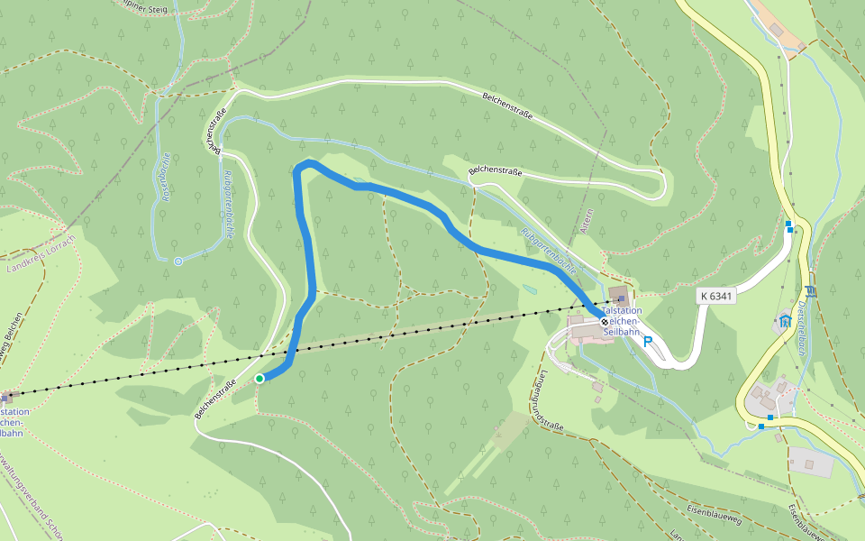 Jägerstüble - Unter der Belchenstraße walking route map in Schönenberg