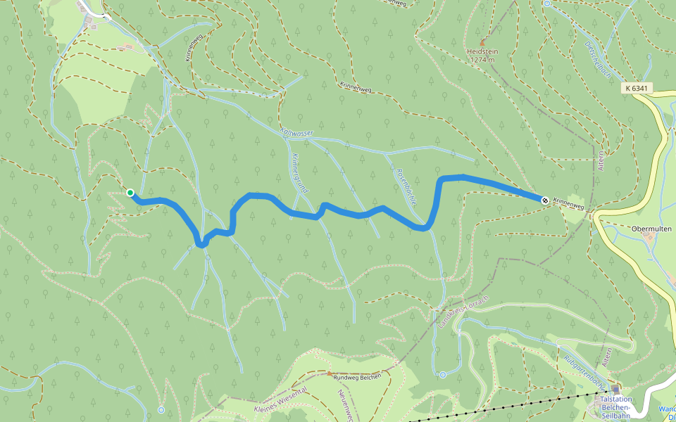 Knappengrund - Krinne walking route map in Münstertal/Schwarzwald