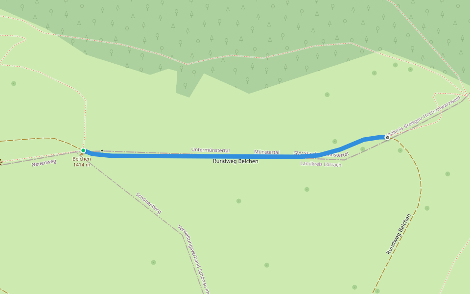 Belchengipfel - Oberhalb Krinnenabgang walking route map in Münstertal/Schwarzwald