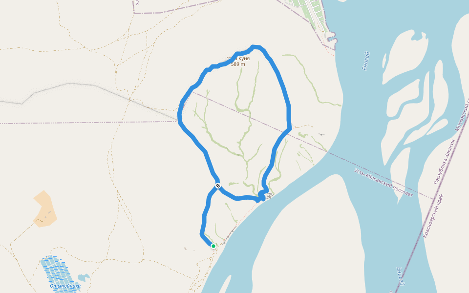 Енисейские ворота. Гора Кюн-Таг walking route map in Ust'-Abakan