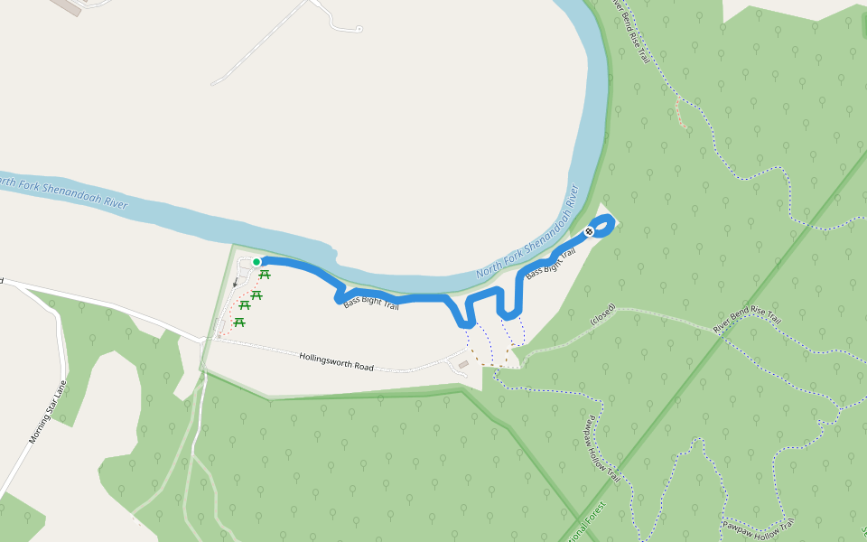 Bass Bright Trail walking route map in Woodstock