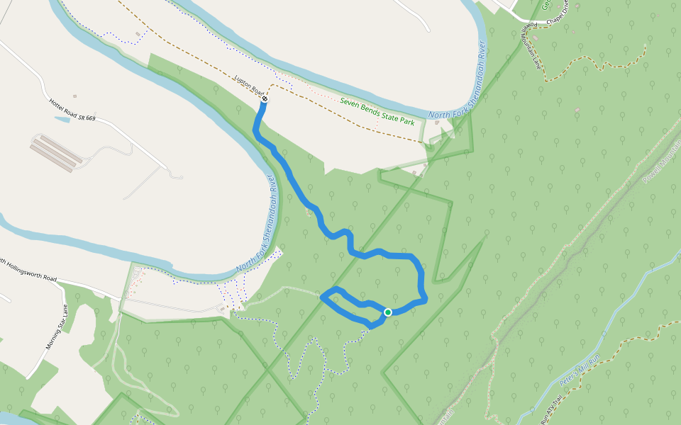 Riverbend Rise Trail walking route map in Woodstock