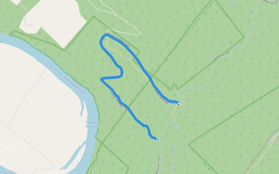 Stonecrop Ridge Trail walking route map in Woodstock