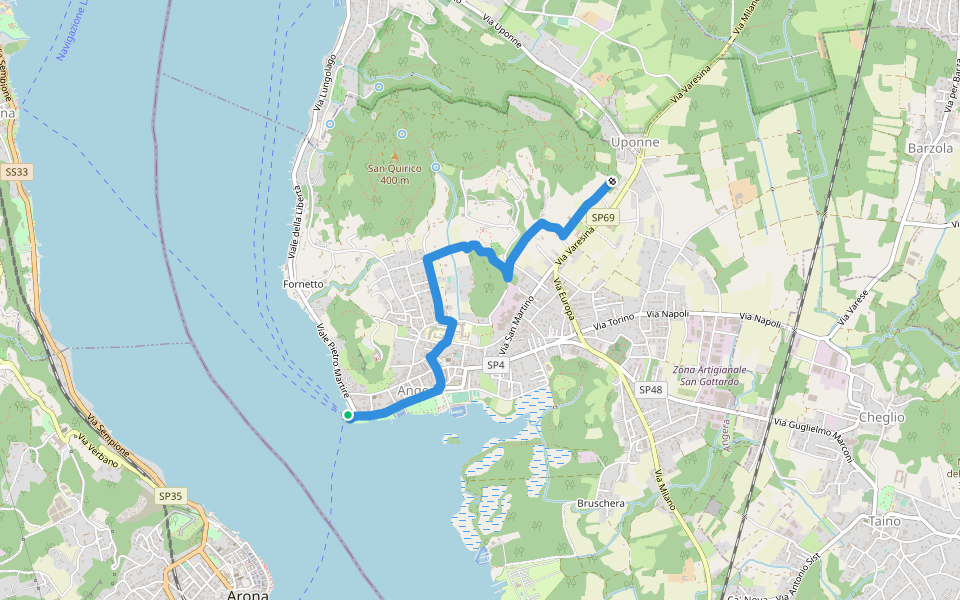 Sentiero delle Erbe e degli Alberi walking route map in Angera