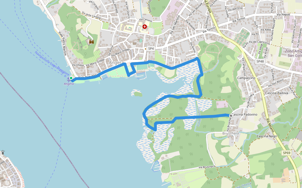 Sentiero dell'Oasi della Bruschera walking route map in Angera