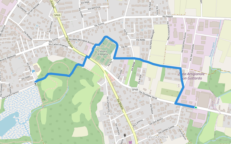 Sentiero dell'Oasi della Bruschera - Variante D walking route map in Angera
