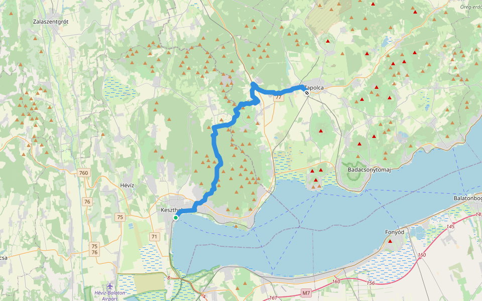 K, OKT 04. (Keszthely – Tapolca) walking route map in Keszthely