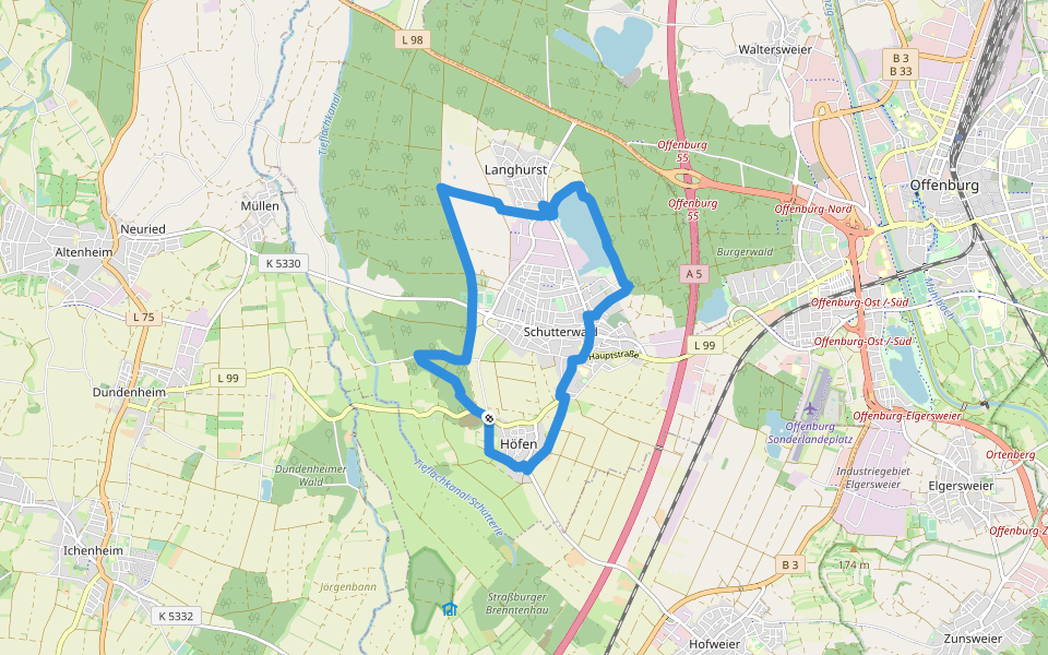 Sagenrundweg Schutterwald walking route map in Schutterwald