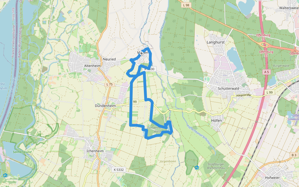 Sagenrundweg Ulrichsbrünnele walking route map in Neuried
