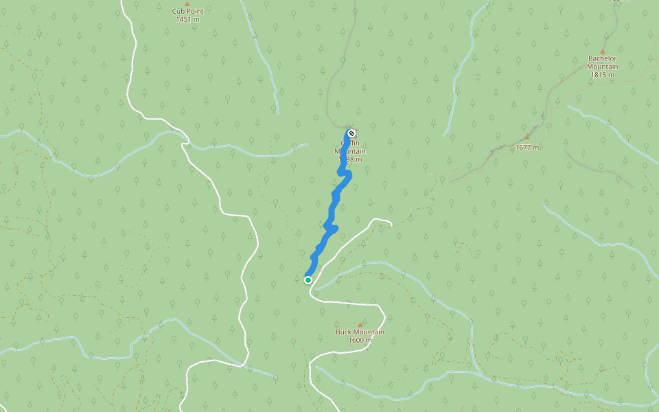 Coffin Mountain Trail walking route map in Idanha
