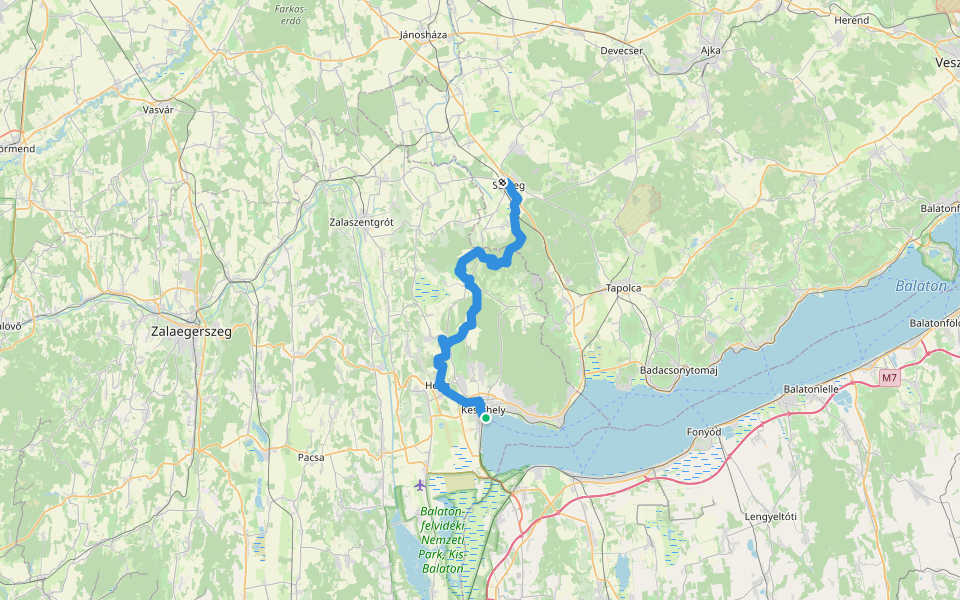 K, OKT 03. (Sümeg – Keszthely) walking route map in Keszthely