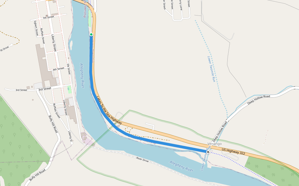Allegheny River Trail walking route map in Franklin