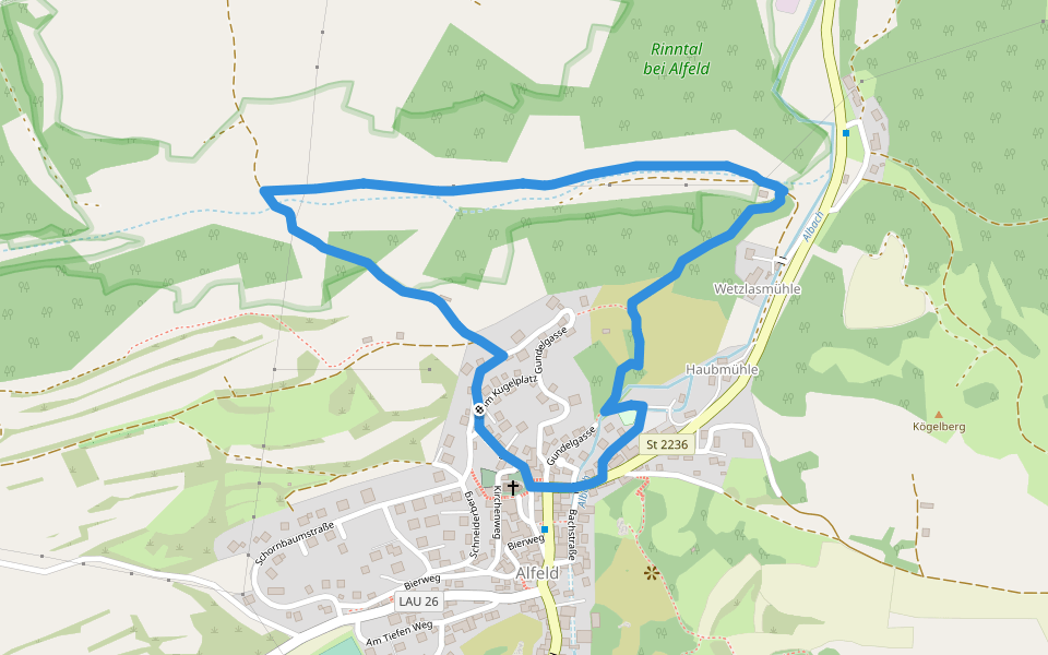 Grünring walking route map in Alfeld