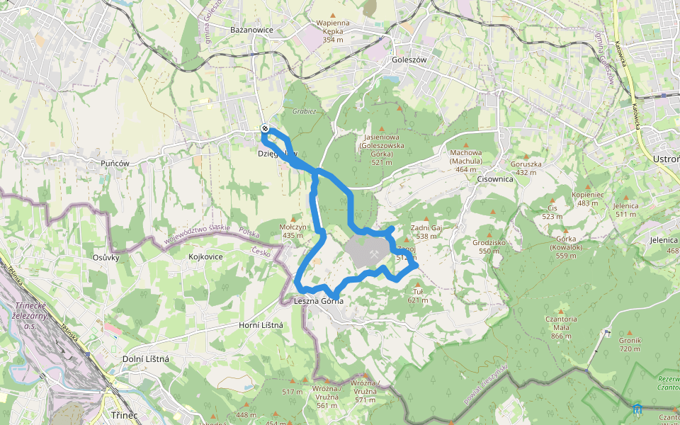 Szlak „Graniczny” walking route map in Cieszyn