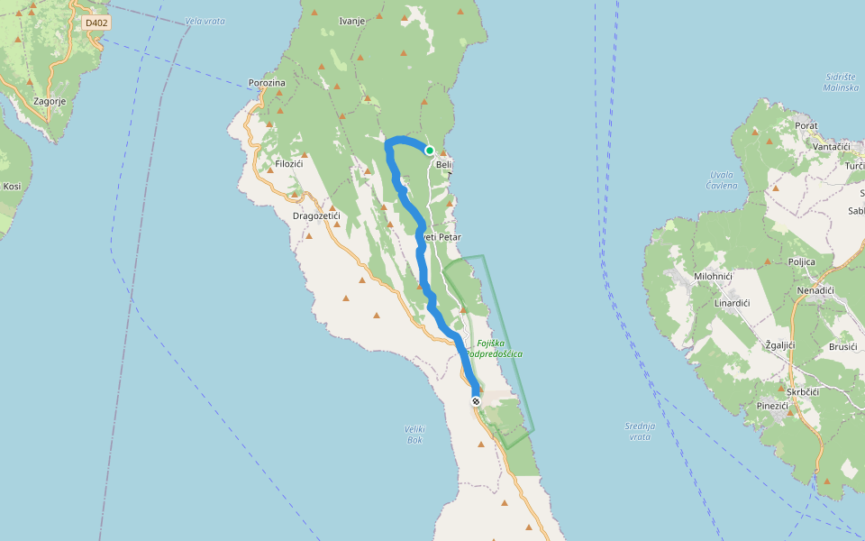 Via Apsyrtides #2: Beli => Predošćica walking route map in Beli