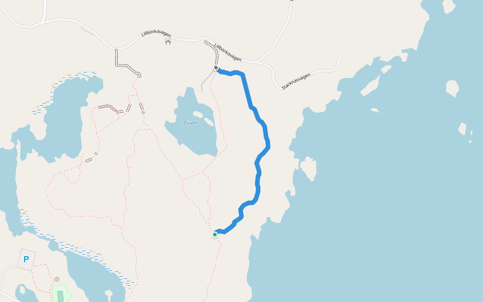 Järsö naturstig 0.6km blå walking route map in Lemland