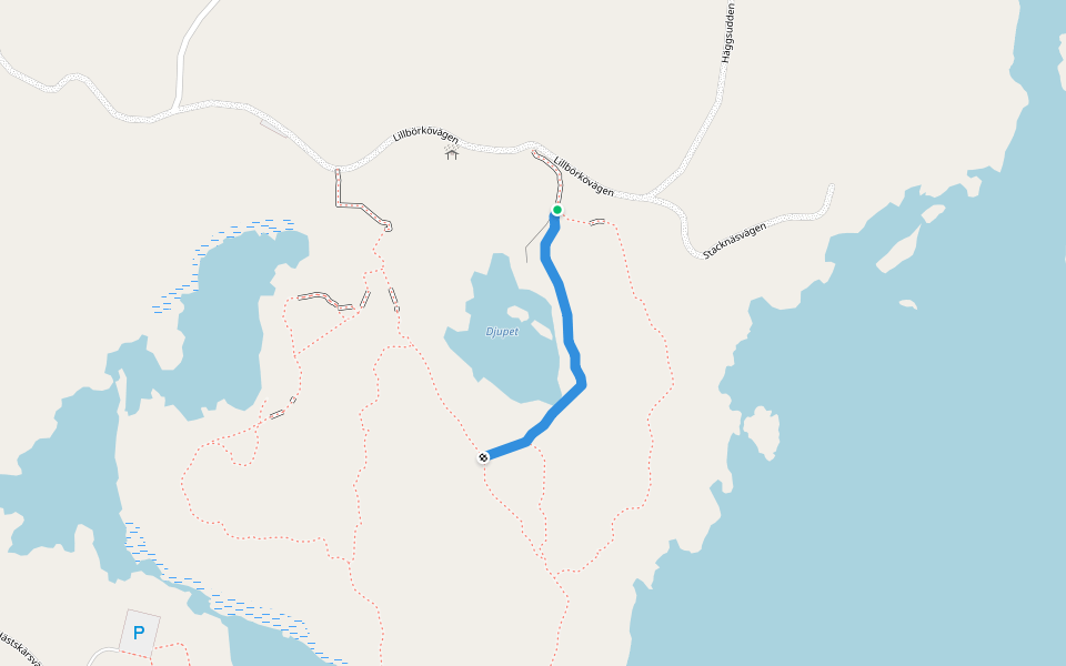 Järsö naturstig 0.3km röd walking route map in Lemland
