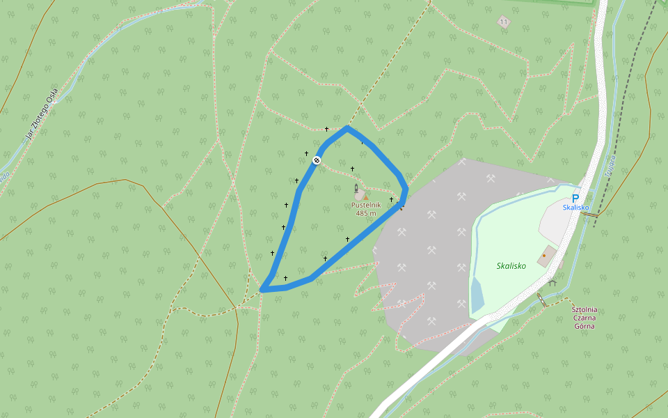 Droga krzyżowa walking route map in Złoty Stok