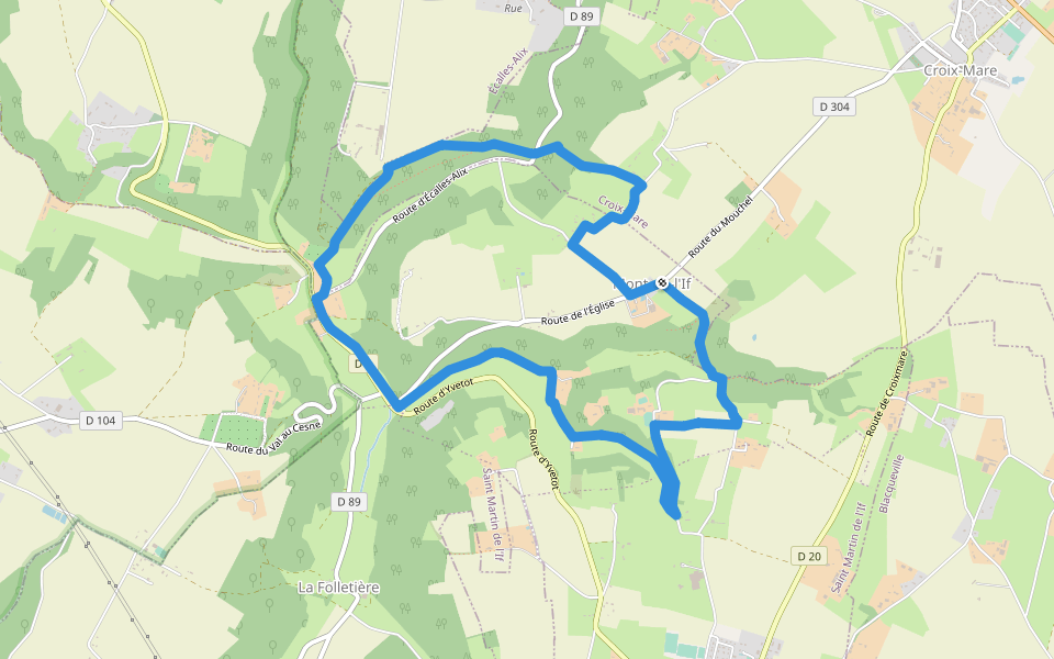 Le Val au Cesne walking route map in Saint-Martin-de-l'If