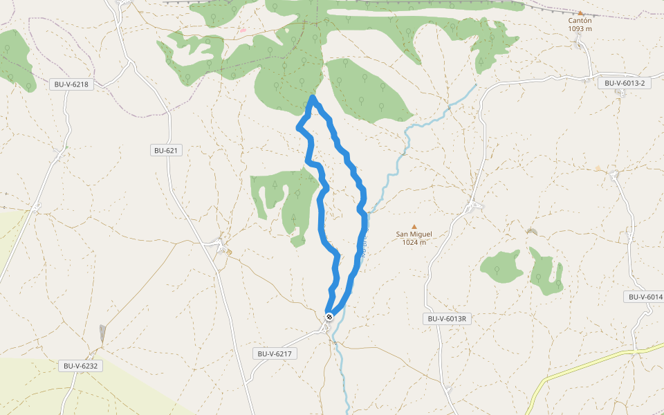 PRC-BU-198 Sendero de la Gargantilla walking route map in Villalbilla de Villadiego