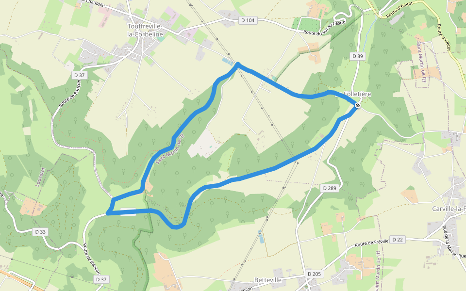 Le Bois de Caux walking route map in Saint-Martin-de-l'If
