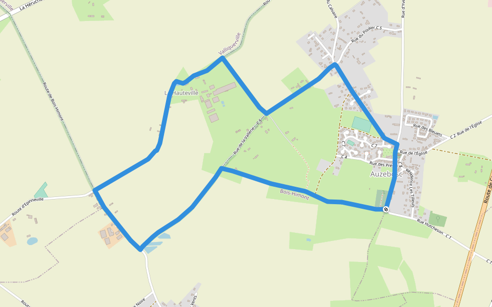 La Bichotterie walking route map in Auzebosc