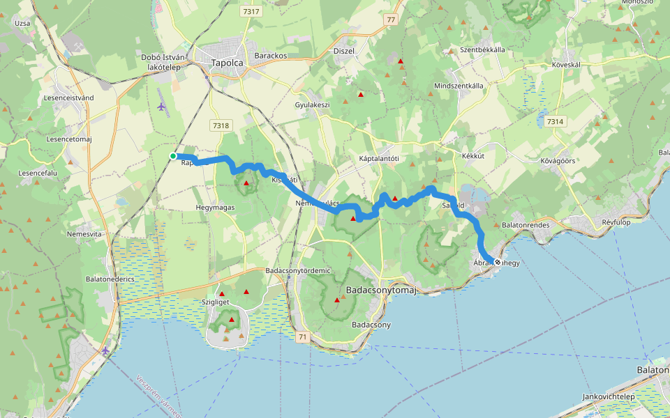 Z (Raposka – Ábrahámhegy) walking route map in Raposka