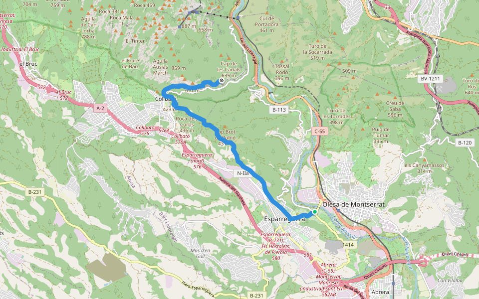 GR 6.1 walking route map in Esparreguera